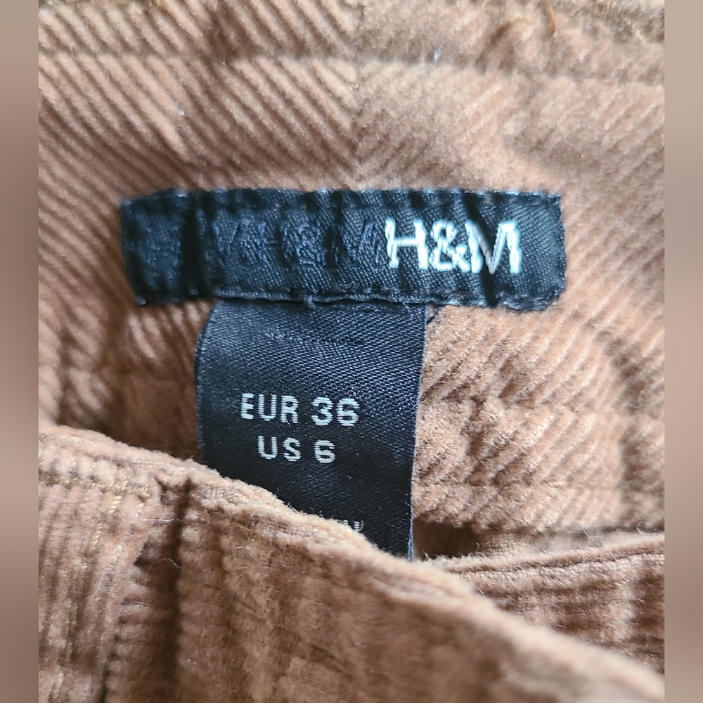 H&M Light Brown Fine Courderoy Cropped Pants Size 6 - Picture 4 of 9